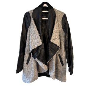Melissa Nepton Black and Grey Textured Open Front Jacket Size S Minimalist